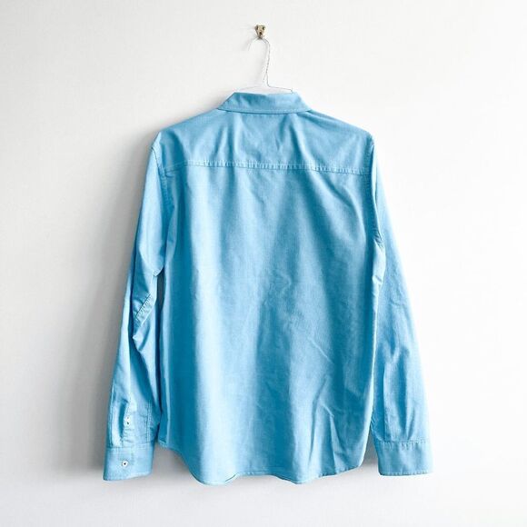 Aeropostale Mens Shirt Button Down Casual Cotton Long Sleeve Blue Large - Picture 2 of 7